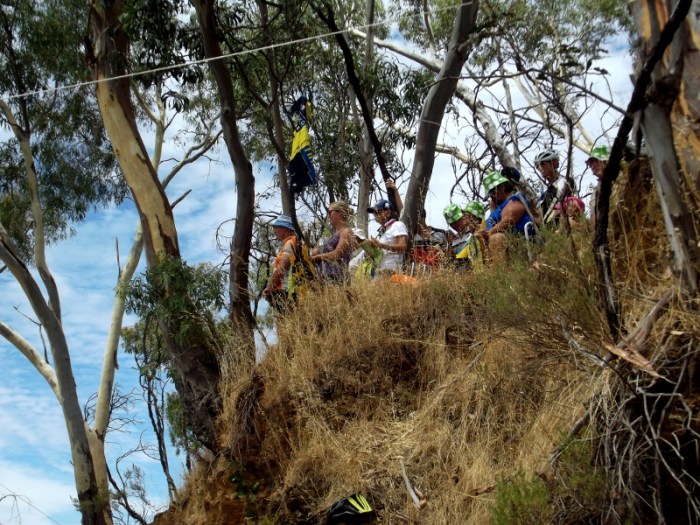 Crowds perched on every possible outcrop.