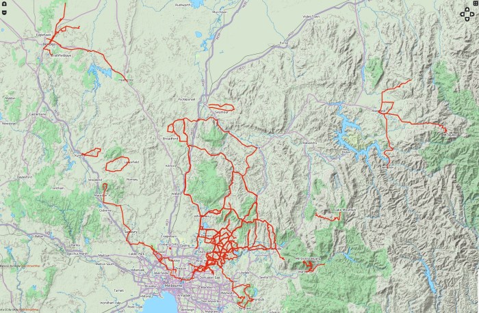 My cycling routes: Oct 2012 - December 2013.  (click to enlarge)