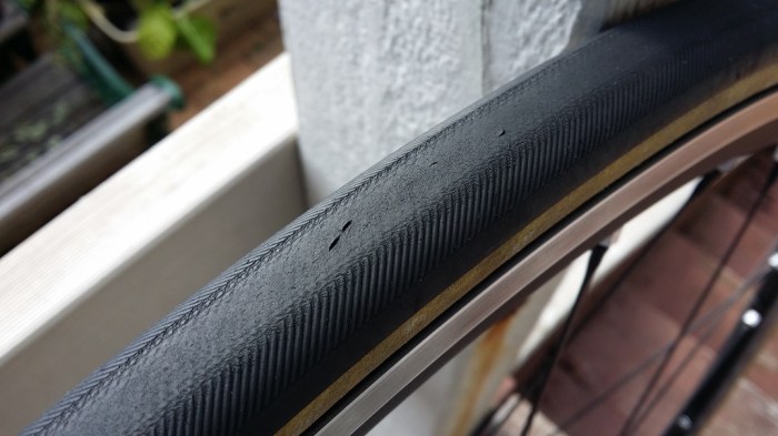 This is the cut which cost me any place in the race. Also the first and only puncture using these tyres.