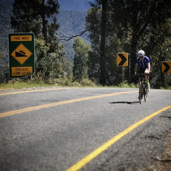 Cresting 'The Meg', one of the steepest sections of Mt Hotham.